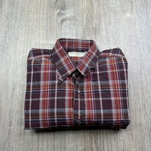 Luciano Barbera Men's Long Sleeve XL Italian Plaid Shirt